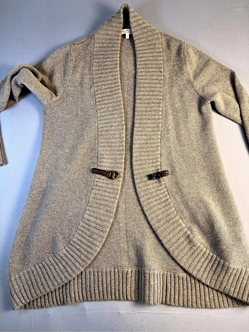 Rani Arabella Cashmere Cardigan in Brown Size Large With Leather Bit Closure - Picture 2 of 11